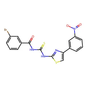 3-bromo-N-[[4-(3-nitrophenyl)-1,3-thiazol-2-yl]carbamothioyl]benzamide structure
