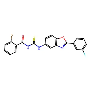 2-bromo-N-[[2-(3-fluorophenyl)-1,3-benzoxazol-5-yl]carbamothioyl]benzamide structure