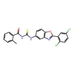 N-[[2-(2,5-dichlorophenyl)-1,3-benzoxazol-5-yl]carbamothioyl]-2-methylbenzamide structure