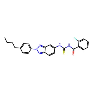 N-[[2-(4-butylphenyl)benzotriazol-5-yl]carbamothioyl]-2-fluorobenzamide structure