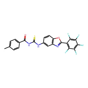 4-methyl-N-{[2-(pentafluorophenyl)-1,3-benzoxazol-5-yl]carbamothioyl}benzamide structure