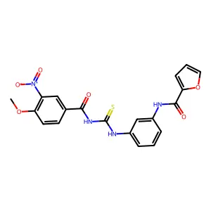 N-[3-[(4-methoxy-3-nitrobenzoyl)carbamothioylamino]phenyl]furan-2-carboxamide structure