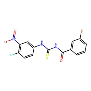 3-bromo-N-[(4-fluoro-3-nitrophenyl)carbamothioyl]benzamide structure