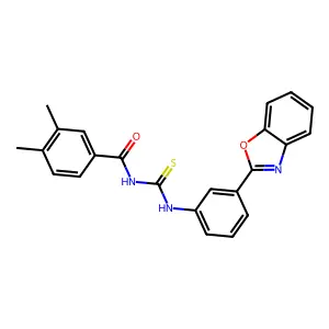 N-[[3-(1,3-benzoxazol-2-yl)phenyl]carbamothioyl]-3,4-dimethylbenzamide structure