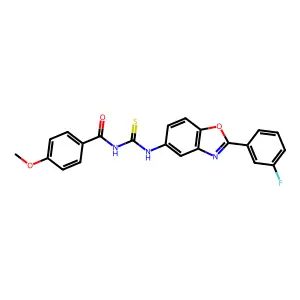 N-[2-(3-fluorophenyl)-1,3-benzoxazol-5-yl]-N'-(4-methoxybenzoyl)thiourea structure