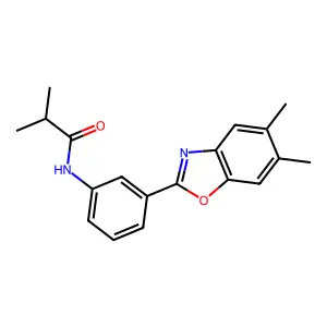 N-[3-(5,6-dimethyl-1,3-benzoxazol-2-yl)phenyl]-2-methylpropanamide structure