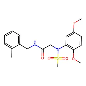 2-(2,5-dimethoxy-N-methylsulfonylanilino)-N-[(2-methylphenyl)methyl]acetamide structure