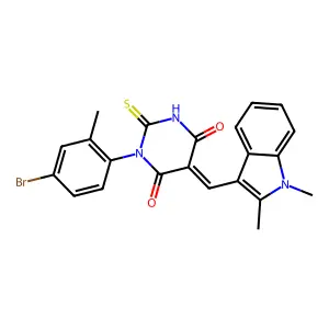 (5Z)-1-(4-bromo-2-methylphenyl)-5-[(1,2-dimethyl-1H-indol-3-yl)methylidene]-2-thioxodihydropyrimidine-4,6(1H,5H)-dione structure
