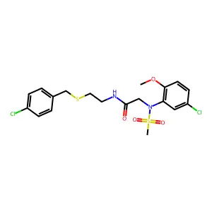 2-(5-chloro-2-methoxy-N-methylsulfonylanilino)-N-[2-[(4-chlorophenyl)methylsulfanyl]ethyl]acetamide structure