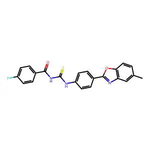 4-fluoro-N-[[4-(5-methyl-1,3-benzoxazol-2-yl)phenyl]carbamothioyl]benzamide structure