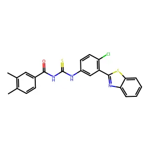N-[[3-(1,3-benzothiazol-2-yl)-4-chlorophenyl]carbamothioyl]-3,4-dimethylbenzamide structure