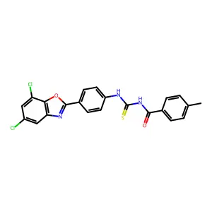 N-[[4-(5,7-dichloro-1,3-benzoxazol-2-yl)phenyl]carbamothioyl]-4-methylbenzamide structure