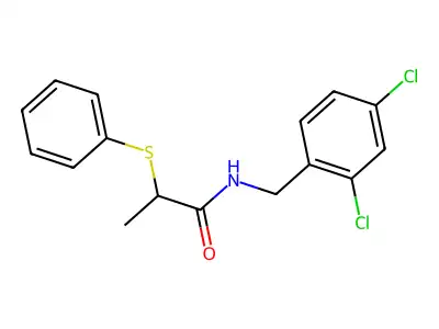 N-(2,4-dichlorobenzyl)-2-(phenylsulfanyl)propanamide structure