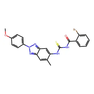 2-bromo-N-[[2-(4-methoxyphenyl)-6-methylbenzotriazol-5-yl]carbamothioyl]benzamide structure