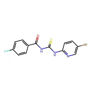 N-[(5-bromopyridin-2-yl)carbamothioyl]-4-fluorobenzamide structure