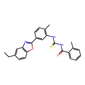 N-[[5-(5-ethyl-1,3-benzoxazol-2-yl)-2-methylphenyl]carbamothioyl]-2-methylbenzamide structure