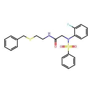 2-[N-(benzenesulfonyl)-2-fluoroanilino]-N-(2-benzylsulfanylethyl)acetamide structure