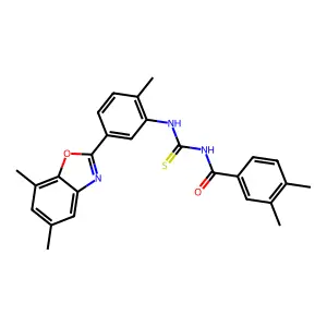 N-[[5-(5,7-dimethyl-1,3-benzoxazol-2-yl)-2-methylphenyl]carbamothioyl]-3,4-dimethylbenzamide structure