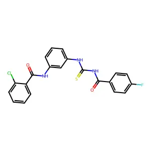 2-chloro-N-[3-[(4-fluorobenzoyl)carbamothioylamino]phenyl]benzamide structure