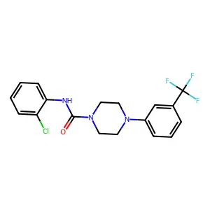 N-(2-chlorophenyl)-4-[3-(trifluoromethyl)phenyl]piperazine-1-carboxamide structure
