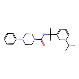 4-phenyl-N-[2-(3-prop-1-en-2-ylphenyl)propan-2-yl]piperazine-1-carboxamide structure