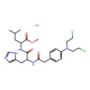 N-(N-((4-(Bis(2-chloroethyl)amino)phenyl)acetyl)-L-histidyl)-DL-leucine methyl ester, monohydrochloride structure