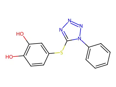 4-((1-Phenyl-1H-tetrazol-5-yl)thio)pyrocatechol structure