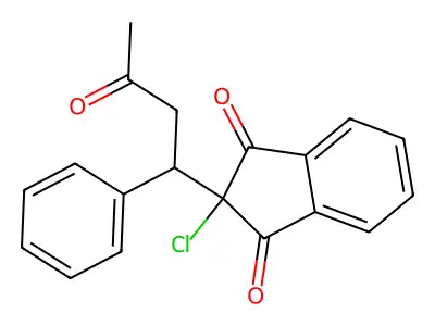 2-Chloro-2-(3-oxo-1-phenyl-butyl)-indan-1,3-dione structure