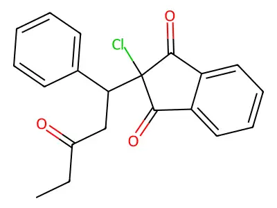 2-Chloro-2-(3-oxo-1-phenyl-pentyl)-indan-1,3-dione structure