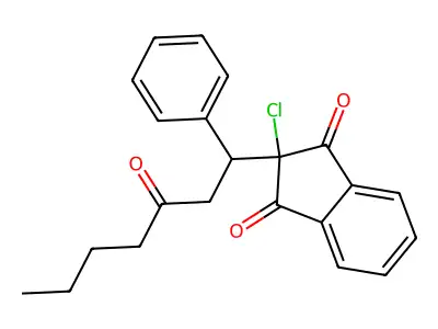 2-Chloro-2-(3-oxo-1-phenyl-heptyl)-indan-1,3-dione structure