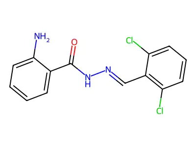 2-amino-N-[(2,6-dichlorophenyl)methyleneamino]benzamide structure
