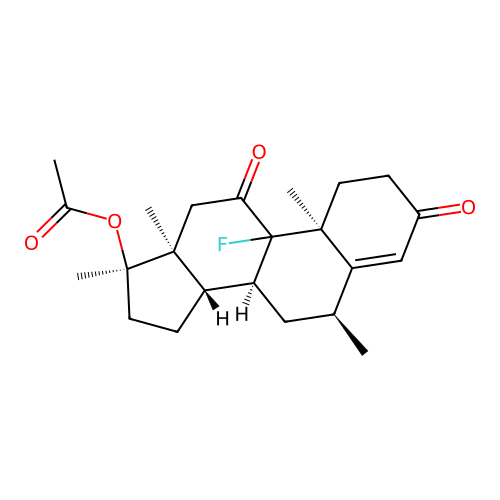 Androst-4-ene-3,11-dione, 9-fluoro-17beta-hydroxy-6alpha,17-dimethyl-, acetate structure