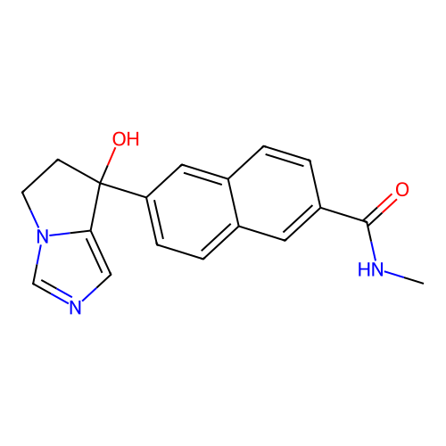 6-(7-hydroxy-6,7-dihydro-5H-pyrrolo[1,2-c]imidazol-7-yl)-N-methyl-2-naphthamide structure