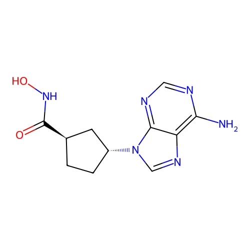 (1R,3R)-3-(6-amino-9H-purin-9-yl)-N-hydroxycyclopentanecarboxamide structure