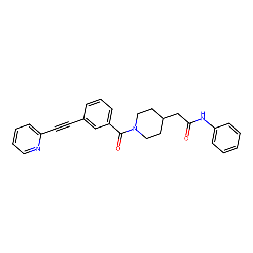 N-Phenyl-2-(1-(3-(pyridin-2-ylethynyl)benzoyl)piperidin-4-yl)acetamide structure