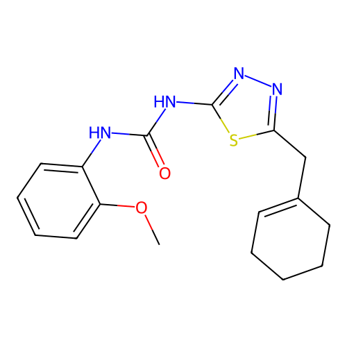 1-[5-(Cyclohex-1-en-1-ylmethyl)-1,3,4-thiadiazol-2-yl]-3-(2-methoxyphenyl)urea structure