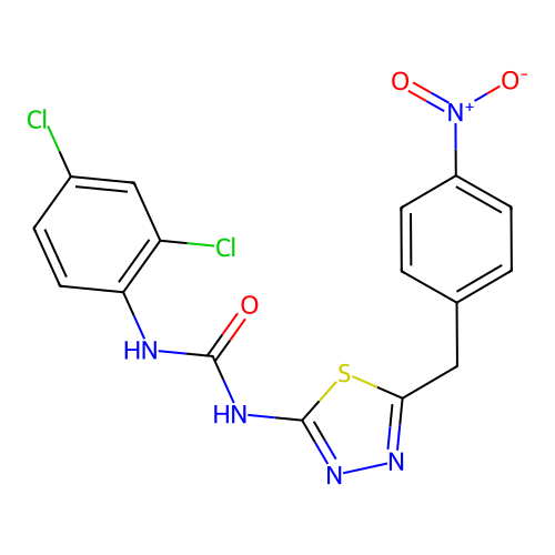 1-(2,4-Dichlorophenyl)-3-[5-(4-nitrobenzyl)-1,3,4-thiadiazol-2-yl]urea structure
