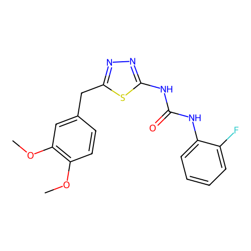 1-[5-(3,4-Dimethoxybenzyl)-1,3,4-thiadiazol-2-yl]-3-(2-fluorophenyl)urea structure