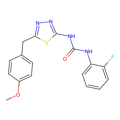 1-(2-Fluorophenyl)-3-[5-(4-methoxybenzyl)-1,3,4-thiadiazol-2-yl]urea structure
