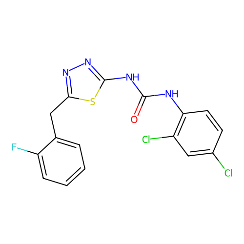 1-(2,4-Dichlorophenyl)-3-[5-(2-fluorobenzyl)-1,3,4-thiadiazol-2-yl]urea structure
