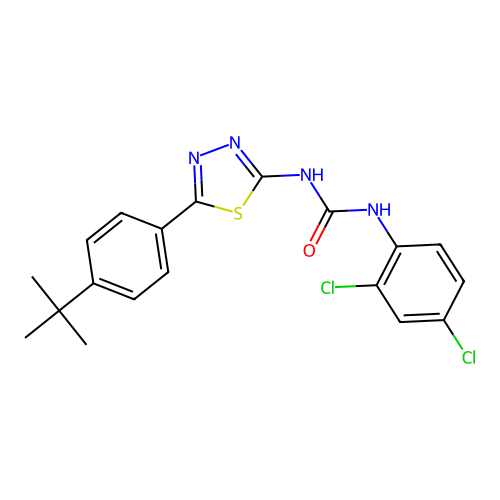 1-[5-(4-Tert-butylphenyl)-1,3,4-thiadiazol-2-yl]-3-(2,4-dichlorophenyl)urea structure