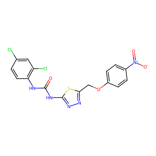 1-(2,4-Dichlorophenyl)-3-{5-[(4-nitrophenoxy)methyl]-1,3,4-thiadiazol-2-yl}urea structure
