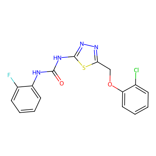 1-{5-[(2-Chlorophenoxy)methyl]-1,3,4-thiadiazol-2-yl}-3-(2-fluorophenyl)urea structure