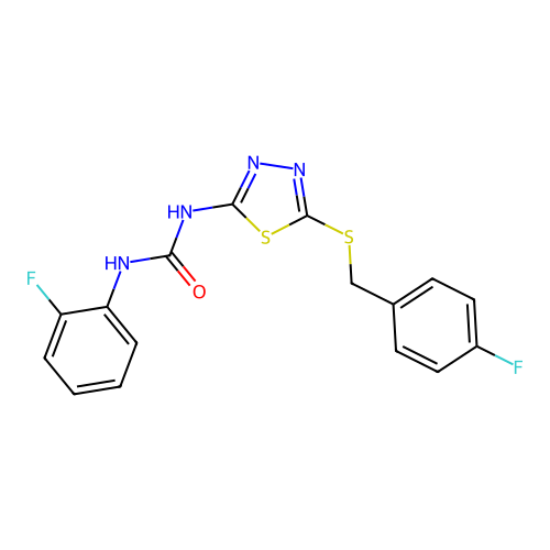 1-{5-[(4-Fluorobenzyl)sulfanyl]-1,3,4-thiadiazol-2-yl}-3-(2-fluorophenyl)urea structure