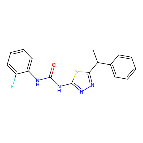 1-(2-Fluorophenyl)-3-(5-(1-phenylethyl)-1,3,4-thiadiazol-2-yl)urea structure