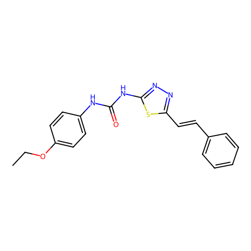 1-(4-ethoxyphenyl)-3-[5-[(E)-2-phenylethenyl]-1,3,4-thiadiazol-2-yl]urea structure