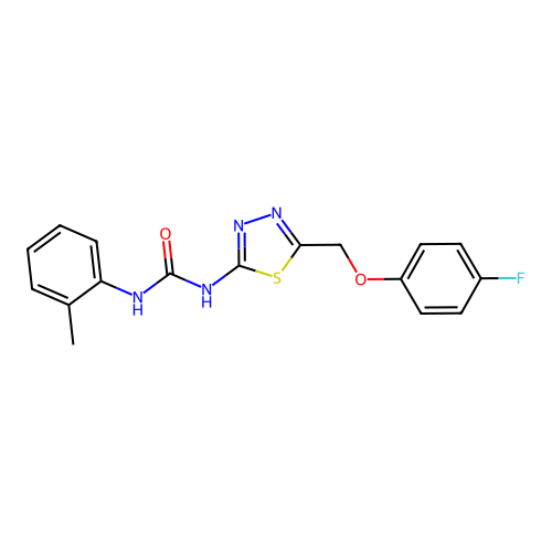 1-{5-[(4-Fluorophenoxy)methyl]-1,3,4-thiadiazol-2-yl}-3-(2-methylphenyl)urea structure