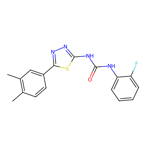 1-[5-(3,4-Dimethylphenyl)-1,3,4-thiadiazol-2-yl]-3-(2-fluorophenyl)urea structure