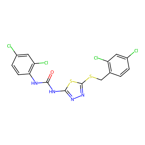 1-{5-[(2,4-dichlorobenzyl)sulfanyl]-1,3,4-thiadiazol-2-yl}-3-(2,4-dichlorophenyl)urea structure