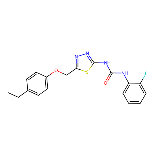 1-{5-[(4-Ethylphenoxy)methyl]-1,3,4-thiadiazol-2-yl}-3-(2-fluorophenyl)urea structure